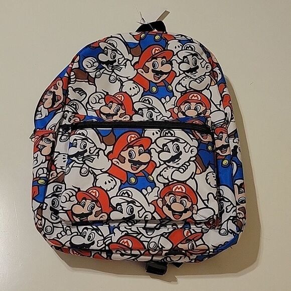 NEW SUPER MARIO BROTHERS BROS LAPTOP TRAVEL VIDEO GAME RED BLUE BACKPACK NWT - Picture 1 of 3